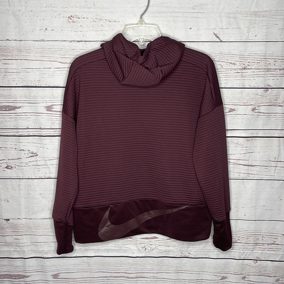 Nike Dri Fit Ribbed Burgundy Hoodie Sweatshirt Sz Small! - Picture 7 of 9